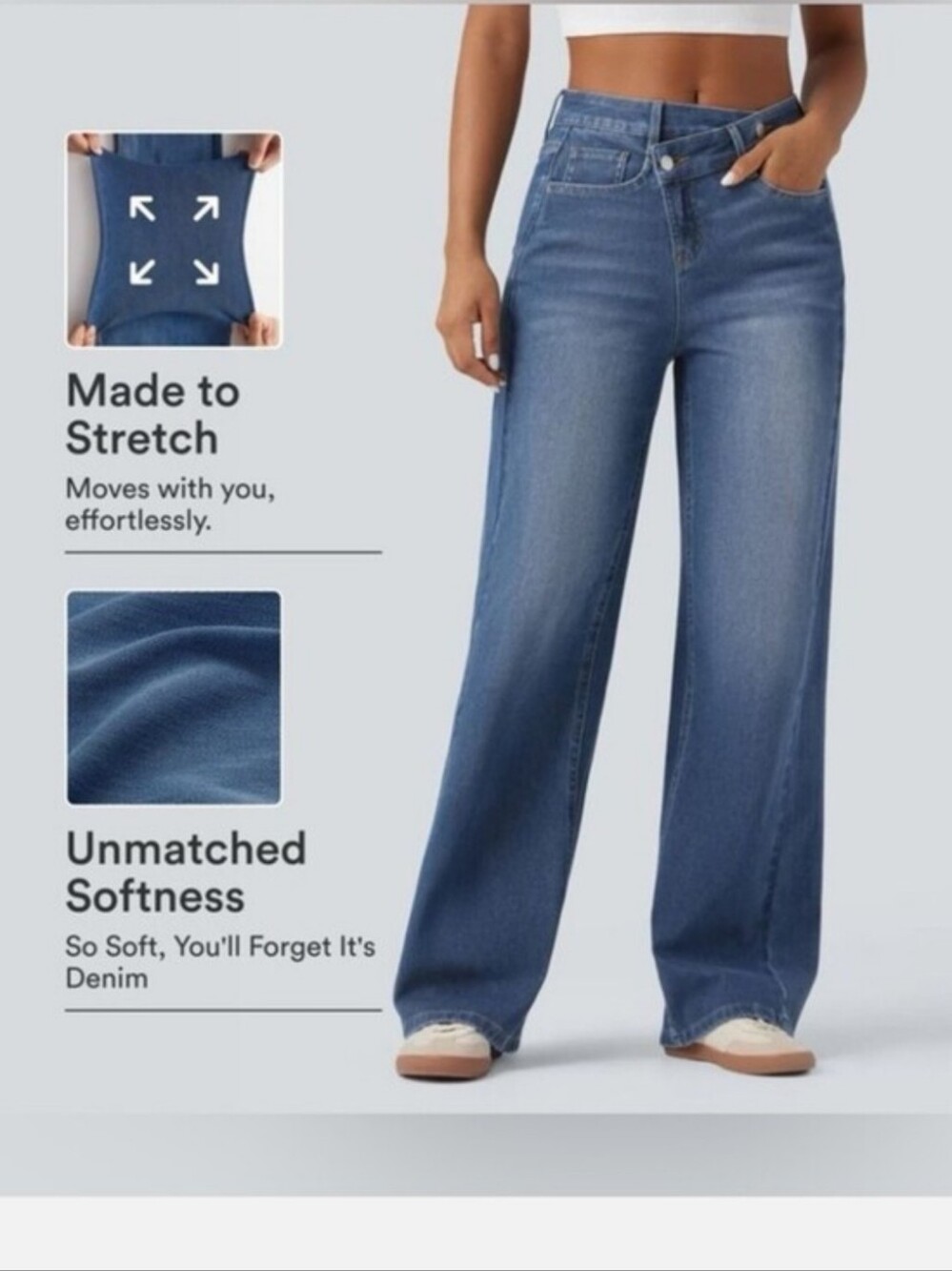 Halara Flex Asymmetrical Wide Leg Jeans
